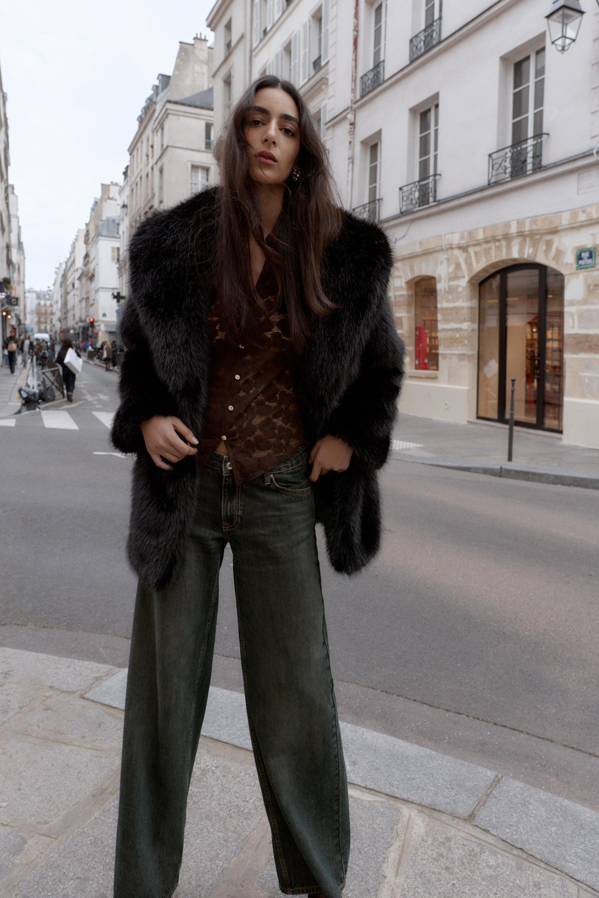 FAUX FUR COAT WITH BELT